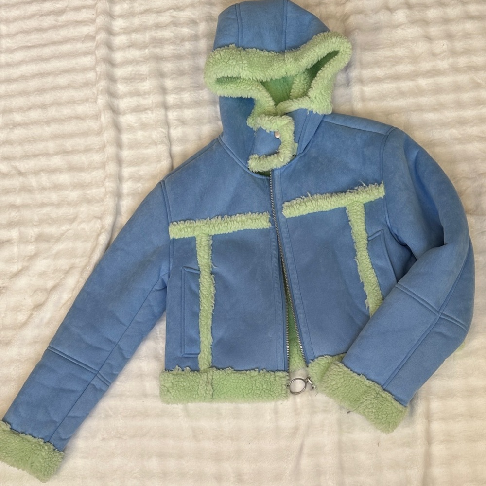 Urban Outfitters Blue and Green Kids Puffer Jacket